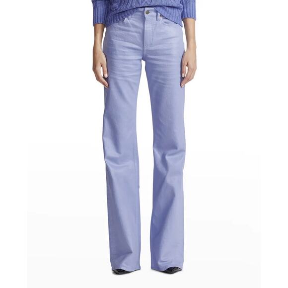 Ralph Lauren Collection Purple Label Lilac Coated Foil Denim Bootcut Jeans 26 - Picture 1 of 7